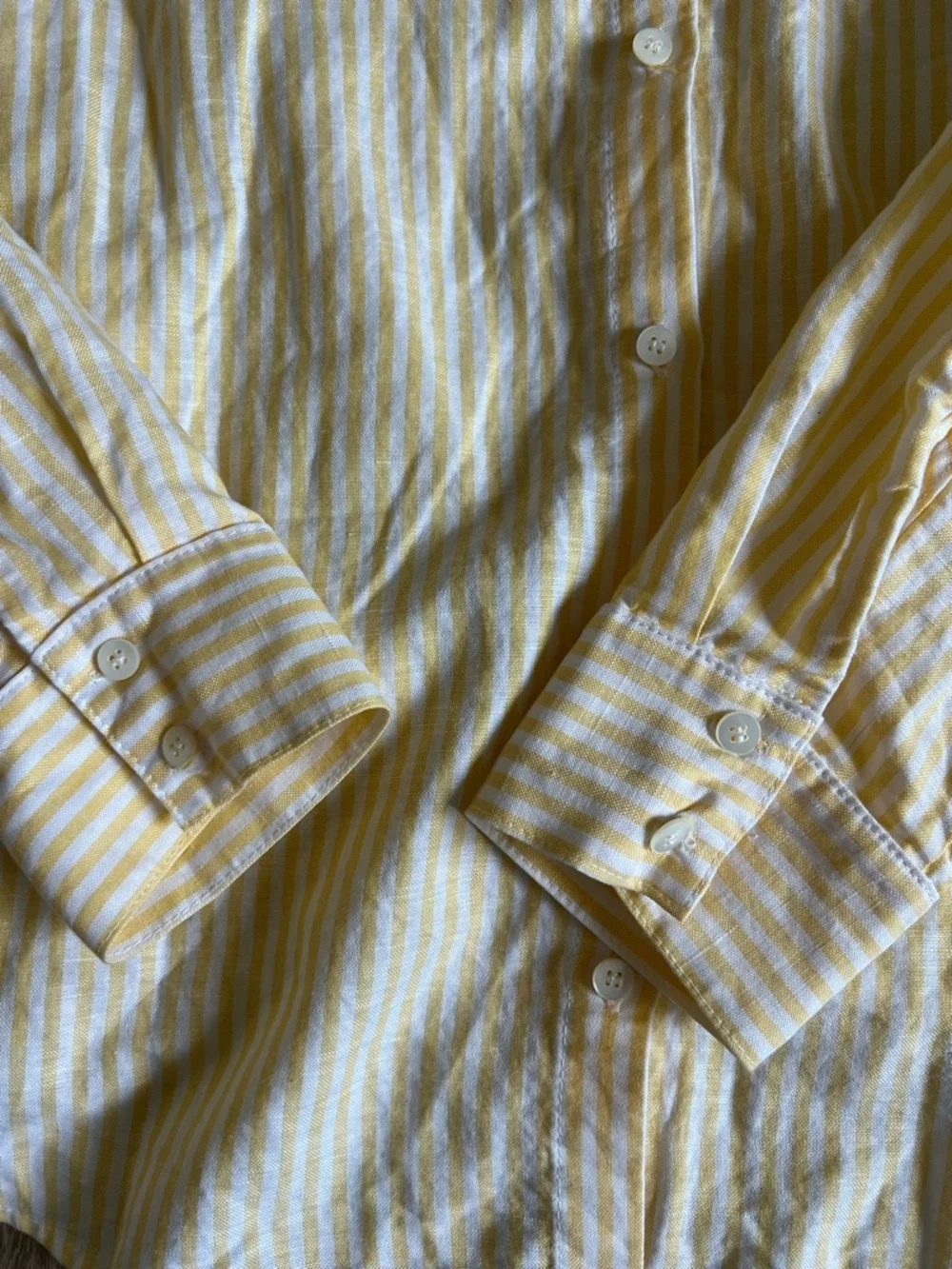 Sezane Yellow & White Tomboy Striped Button-Up Oxford Shirt Sz 44 - Picture 4 of 5